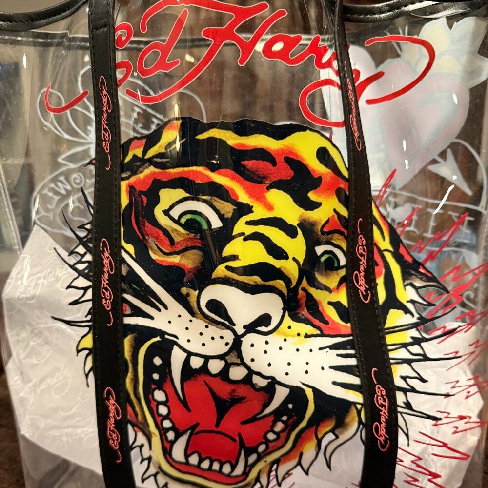 Ed Hardy Graphic Tiger Clear Tote Bag NWT